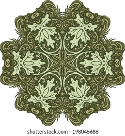 Vector mandala pattern. Lace circle template. Circle window in gothic style. Symmetry background. Hand drawn doodling. Vector doodle. Ornamental round lace, circle ornament