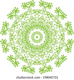 Vector mandala pattern. Lace circle template. Circle window in gothic style. Symmetry background. Hand drawn doodling. Vector doodle. Ornamental round lace, circle ornament