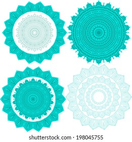Vector mandala pattern. Lace circle template. Circle window in gothic style. Symmetry background. Hand drawn doodling. Vector doodle. Ornamental round lace, circle ornament. Set of circle