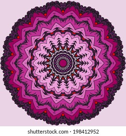 Vector mandala pattern. Lace circle template. Circle window in gothic style. Symmetry background. Hand drawn doodling. Vector doodle. Ornamental round lace, circle ornament