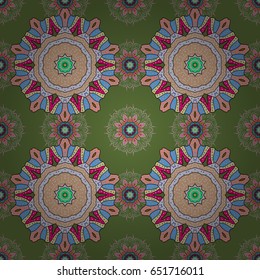 Vector Mandala pattern on background. Arabic Vintage decorative ornament. Mandala colored background. East, Islam.
