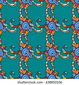 Vector Mandala pattern on blue background. East, Islam. Arabic Vintage decorative ornament. Mandala colored background.