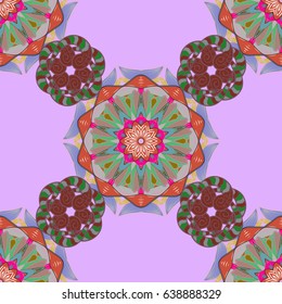 Vector Mandala pattern on red background. Arabic Vintage decorative ornament. Mandala colored background. East, Islam.