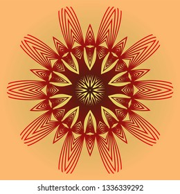 Vector With Mandala Pattern. Repeating Sample Figure And Line. Modern Decorative Floral Color Mandala. Red orange gold colour