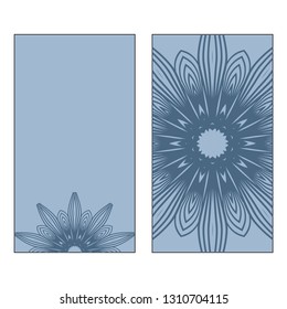 Vector Mandala Pattern. Template For Flyer Or Invitation Card Design. Pastel blue color.