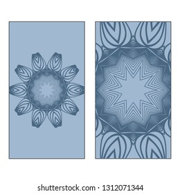 Vector Mandala Pattern. Template For Flyer Or Invitation Card Design. Pastel blue color.