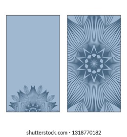Vector Mandala Pattern. Template For Flyer Or Invitation Card Design. Pastel blue color.
