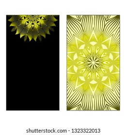 Vector Mandala Pattern For Template, Flyer Or Invitation Card. Black olive color.
