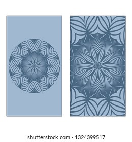 Vector Mandala Pattern. Template For Flyer Or Invitation Card Design. Pastel blue color.