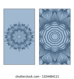 Vector Mandala Pattern. Template For Flyer Or Invitation Card Design. Pastel blue color.