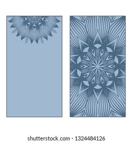 Vector Mandala Pattern. Template For Flyer Or Invitation Card Design. Pastel blue color.