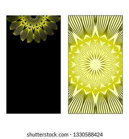 Vector Mandala Pattern For Template, Flyer Or Invitation Card. Black olive color.