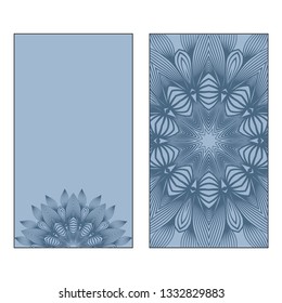Vector Mandala Pattern. Template For Flyer Or Invitation Card Design. Pastel blue color.