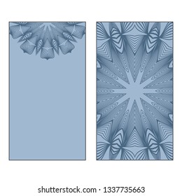 Vector Mandala Pattern. Template For Flyer Or Invitation Card Design. Pastel blue color.