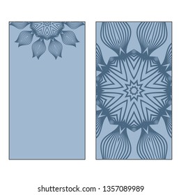 Vector Mandala Pattern. Template For Flyer Or Invitation Card Design. Pastel blue color.