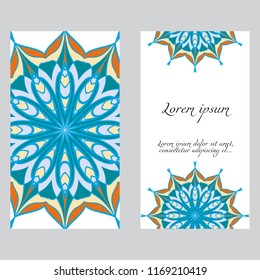 Vector mandala pattern. two template for flyer or invitation card design