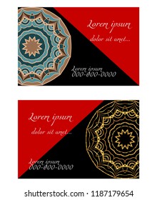 Vector mandala pattern. two template for flyer or invitation card design. for banners, greeting cards, gifts tags