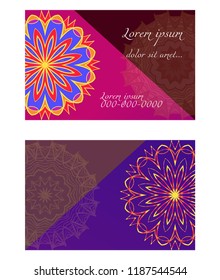 Vector mandala pattern. two template for flyer or invitation card design. for banners, greeting cards, gifts tags