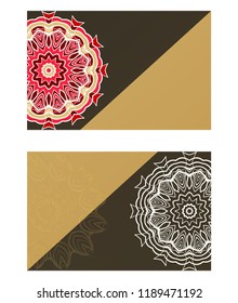 Vector mandala pattern. two template for flyer or invitation card design. for banners, greeting cards, gifts tags