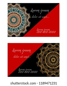 Vector mandala pattern. two template for flyer or invitation card design. for banners, greeting cards, gifts tags