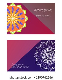 Vector mandala pattern. two template for flyer or invitation card design. for banners, greeting cards, gifts tags