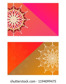 Vector mandala pattern. two template for flyer or invitation card design. for banners, greeting cards, gifts tags