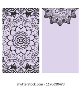 Vector mandala pattern. two template for flyer or invitation card design. for banners, greeting cards, gifts tags