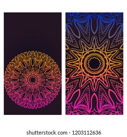 Vector mandala pattern. two template for flyer or invitation card design. for banners, greeting cards, gifts tags