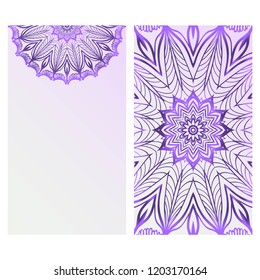 Vector mandala pattern. two template for flyer or invitation card design. for banners, greeting cards, gifts tags