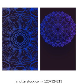 Vector mandala pattern. two template for flyer or invitation card design. for banners, greeting cards, gifts tags
