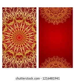 Vector mandala pattern. two template for flyer or invitation card design. for banners, greeting cards, gifts tags