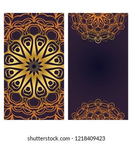 Vector mandala pattern. two template for flyer or invitation card design. for banners, greeting cards, gifts tags