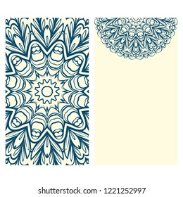 Vector mandala pattern. two template for flyer or invitation card design. for banners, greeting cards, gifts tags