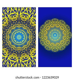 Vector mandala pattern. two template for flyer or invitation card design. for banners, greeting cards, gifts tags