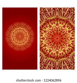 Vector mandala pattern. two template for flyer or invitation card design. for banners, greeting cards, gifts tags