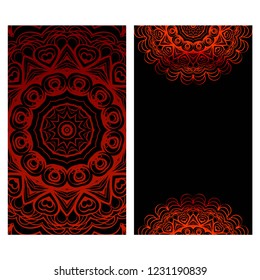 Vector mandala pattern. two template for flyer or invitation card design. for banners, greeting cards, gifts tags