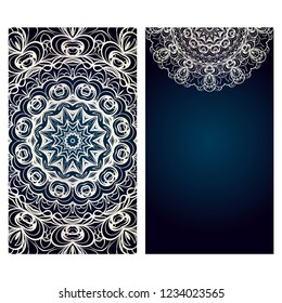 Vector mandala pattern. two template for flyer or invitation card design. for banners, greeting cards, gifts tags