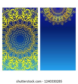 Vector mandala pattern. two template for flyer or invitation card design. for banners, greeting cards, gifts tags