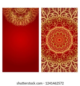 Vector mandala pattern. two template for flyer or invitation card design. for banners, greeting cards, gifts tags