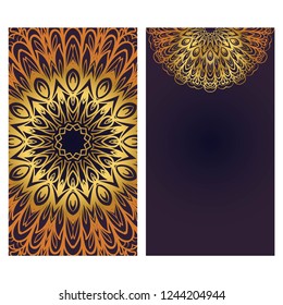 Vector mandala pattern. two template for flyer or invitation card design. for banners, greeting cards, gifts tags