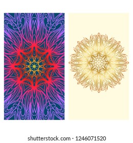 Vector mandala pattern. two template for flyer or invitation card design. for banners, greeting cards, gifts tags
