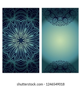 Vector mandala pattern. two template for flyer or invitation card design. for banners, greeting cards, gifts tags