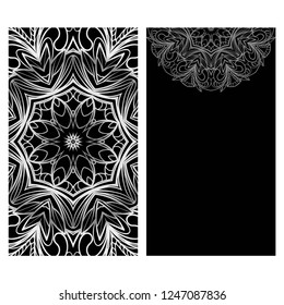Vector mandala pattern. two template for flyer or invitation card design. for banners, greeting cards, gifts tags