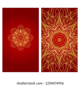 Vector mandala pattern. two template for flyer or invitation card design. for banners, greeting cards, gifts tags