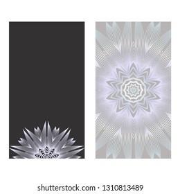 Vector Mandala Pattern. Two Template For Flyer Or Invitation Card Design. For Banners, Greeting Cards, Gifts Tags. Grey color.