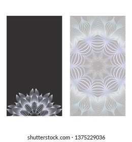 Vector Mandala Pattern. Two Template For Flyer Or Invitation Card Design. For Banners, Greeting Cards, Gifts Tags. Grey color.
