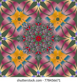 Vector mandala with peacock feather. Abstract oriental mandala frame with decorative colored foil. Design for fashion banner, cover, save the date card, wedding or birthday party invitation.