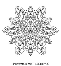 Vector mandala for print and antistress coloring book page.