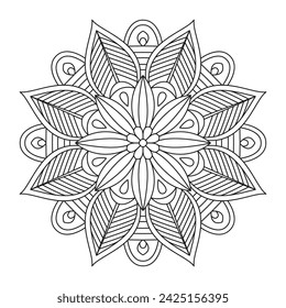 Vector mandala relaxation patterns unique design with nature style for coloring book page