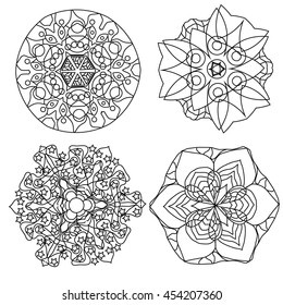 Vector mandala. Relaxing Coloring page for kids and adults, art therapy, design elements